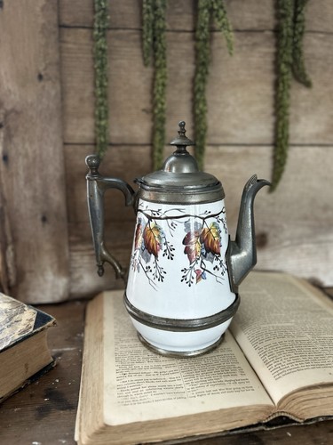 Antique enamel pewter coffee - antique,